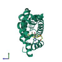 PDB entry 2blj coloured by chain, side view.