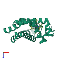 PDB entry 2blj coloured by chain, top view.