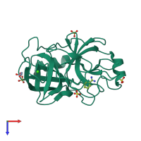 PDB entry 2blw coloured by chain, top view.