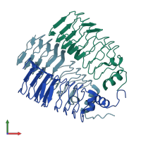 PDB entry 2bm7 coloured by chain, front view.