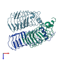 PDB entry 2bm7 coloured by chain, top view.