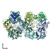 PDB entry 2bm8 coloured by chain, front view.