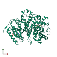 PDB entry 2bmb coloured by chain, front view.
