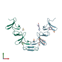 PDB entry 2bml coloured by chain, front view.