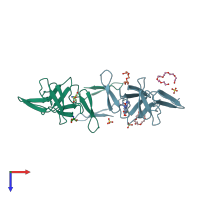 PDB entry 2bml coloured by chain, top view.