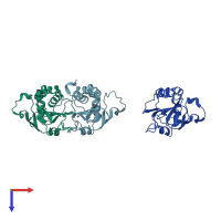 PDB entry 2bmx coloured by chain, top view.