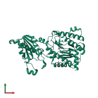 PDB entry 2bn7 coloured by chain, front view.