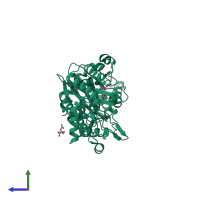 PDB entry 2bn7 coloured by chain, side view.