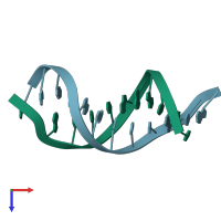 PDB entry 2bna coloured by chain, top view.