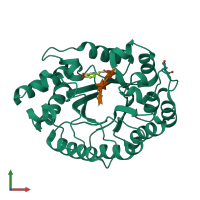 PDB entry 2bnj coloured by chain, front view.