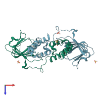 PDB entry 2bno coloured by chain, top view.