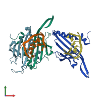 PDB entry 2bny coloured by chain, front view.