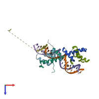 PDB entry 2bnz coloured by chain, top view.