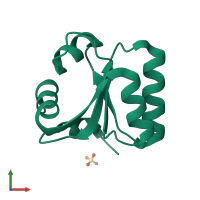 PDB entry 2bo1 coloured by chain, front view.