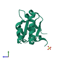 PDB entry 2bo1 coloured by chain, side view.