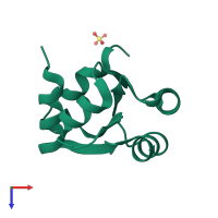 PDB entry 2bo1 coloured by chain, top view.