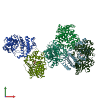 PDB entry 2bo4 coloured by chain, front view.