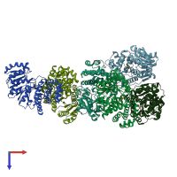 PDB entry 2bo4 coloured by chain, top view.