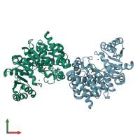 PDB entry 2bo6 coloured by chain, front view.