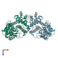 PDB entry 2bo6 coloured by chain, top view.