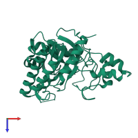 PDB entry 2boe coloured by chain, top view.