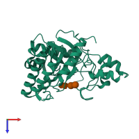 PDB entry 2bog coloured by chain, top view.