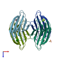 PDB entry 2boj coloured by chain, top view.