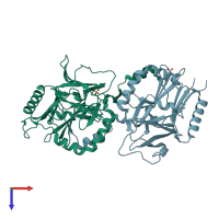 PDB entry 2bol coloured by chain, top view.