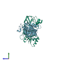 PDB entry 2bon coloured by chain, side view.