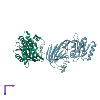 PDB entry 2bon coloured by chain, top view.