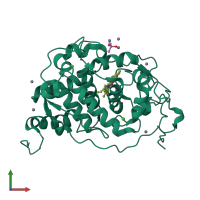 PDB entry 2boq coloured by chain, front view.