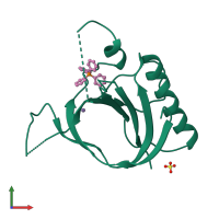 PDB entry 2bow coloured by chain, front view.