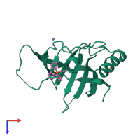 PDB entry 2bow coloured by chain, top view.