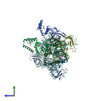 PDB entry 2boy coloured by chain, side view.