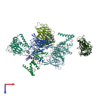 PDB entry 2boy coloured by chain, top view.