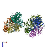 PDB entry 2bp7 coloured by chain, top view.