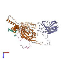 PDB entry 2bpa coloured by chain, top view.
