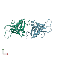 PDB entry 2bph coloured by chain, front view.