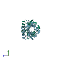 PDB entry 2bph coloured by chain, side view.
