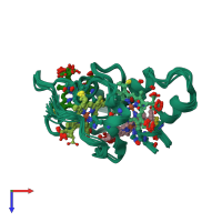 PDB entry 2bpn coloured by chain, ensemble of 20 models, top view.