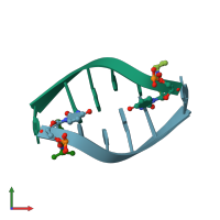 PDB entry 2bq2 coloured by chain, ensemble of 2 models, front view.