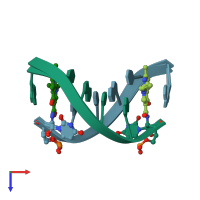 PDB entry 2bq2 coloured by chain, ensemble of 2 models, top view.