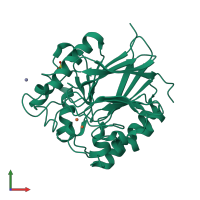 PDB entry 2bq8 coloured by chain, front view.