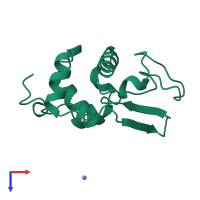 PDB entry 2bqa coloured by chain, top view.