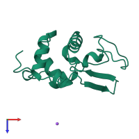 Monomeric assembly 1 of PDB entry 2bqd coloured by chemically distinct molecules, top view.