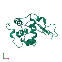 PDB entry 2bqe coloured by chain, front view.