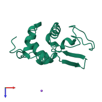PDB entry 2bqe coloured by chain, top view.
