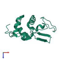 PDB entry 2bqk coloured by chain, top view.