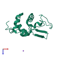 PDB entry 2bqo coloured by chain, top view.