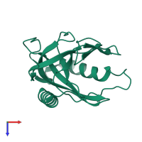 PDB entry 2bqx coloured by chain, top view.
